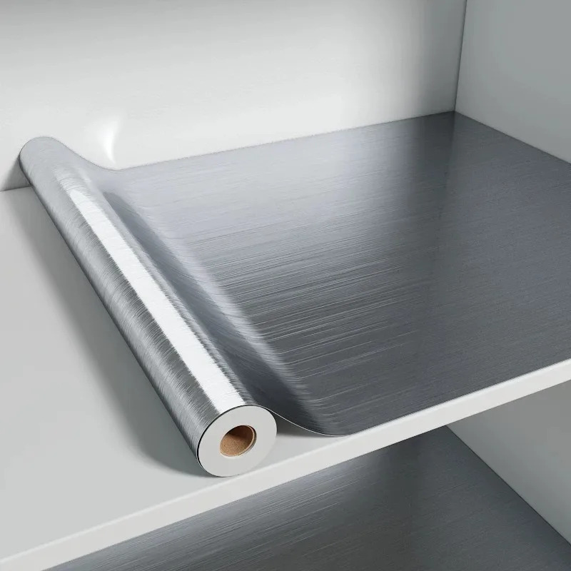 Interior Design Kitchen - PVC Edelstahl Gebürstete Silber Abziehbare Tapete