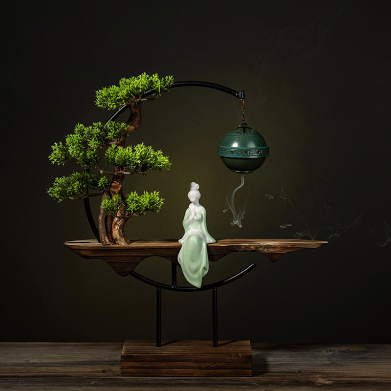 Interior Design Zen - Holzdesign-Räucherstäbchenhalter mit Rückfluss-Effekt, Chinesischer Räucherstäbchenbrenner, Zen
