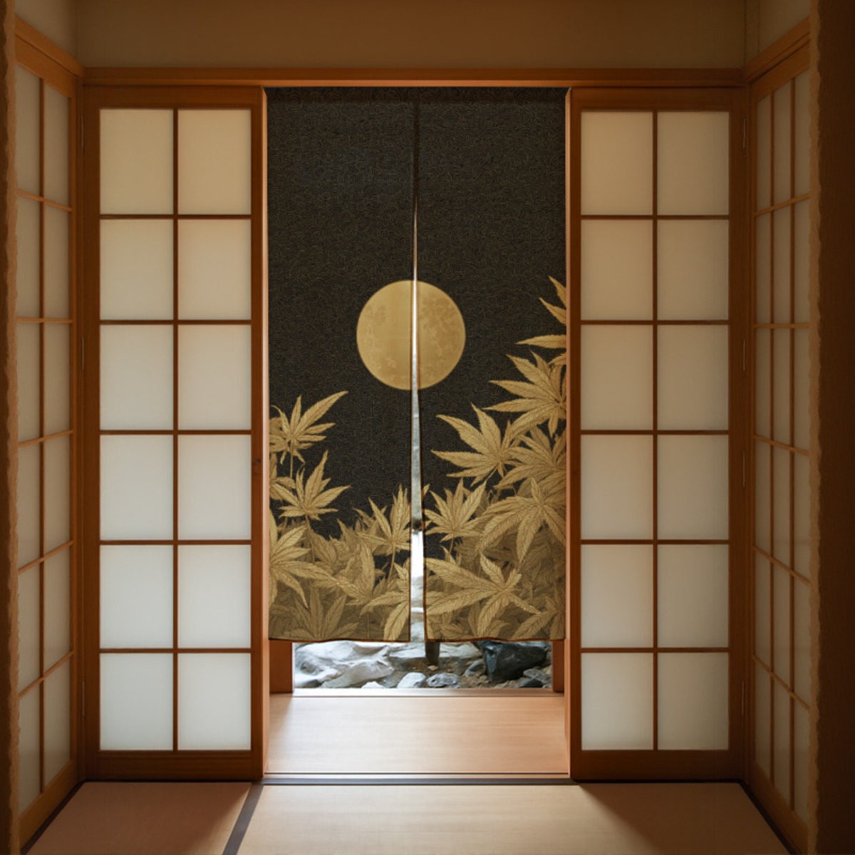 Interior Design Zen - Eleganter japanischer Zen-Mond-Bambusvorhang, Raumteiler, orientalische asiatische