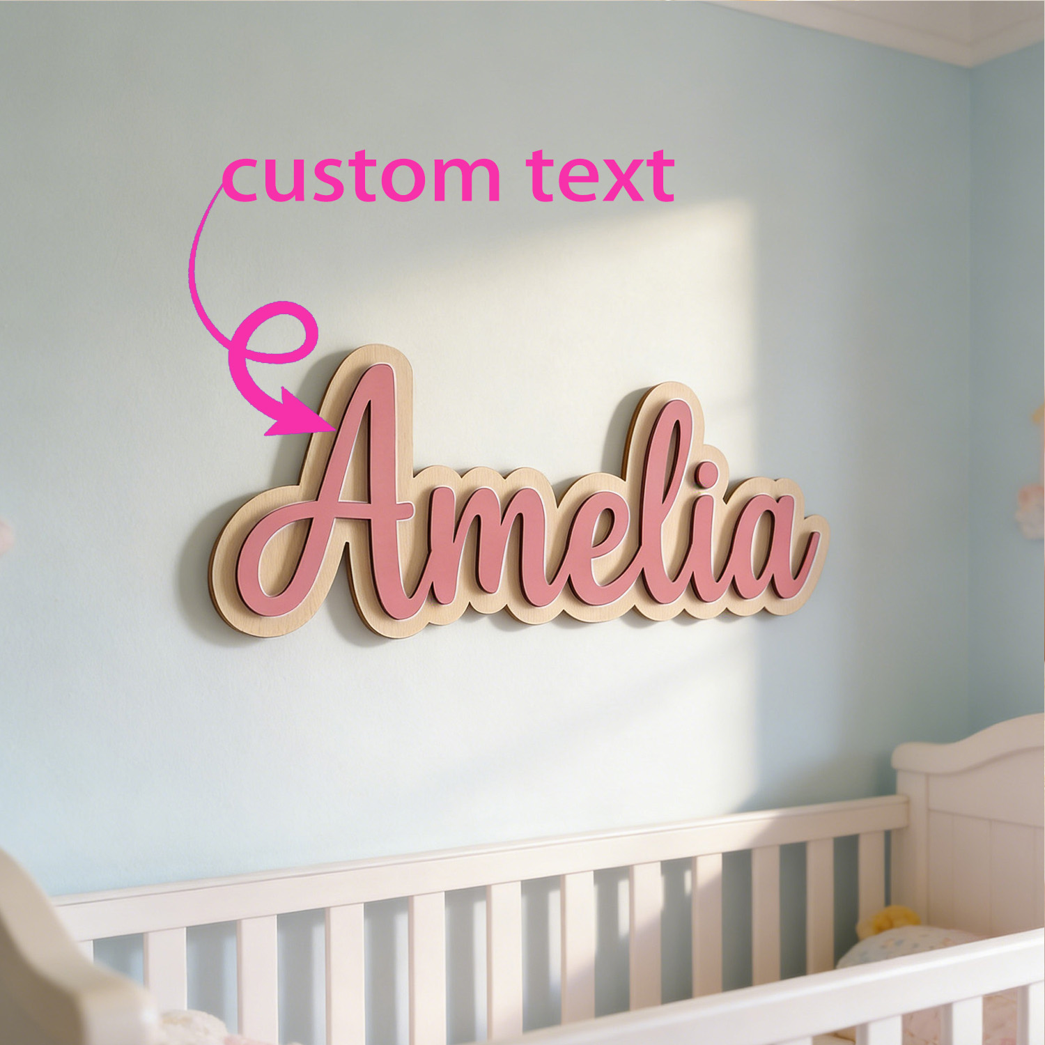 Interior Design Names - 1 Stück personalisierte doppelschichtige Holz-Namensschilder, personalisiertes