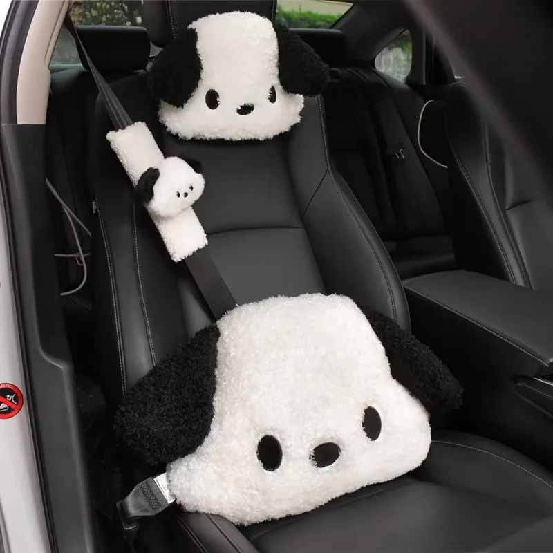 Interior Design Product - Cartoon-Auto-Plüsch-Lendenkissen Kopfstützen mit Fixierband zur Wirbelsäulenentlastung