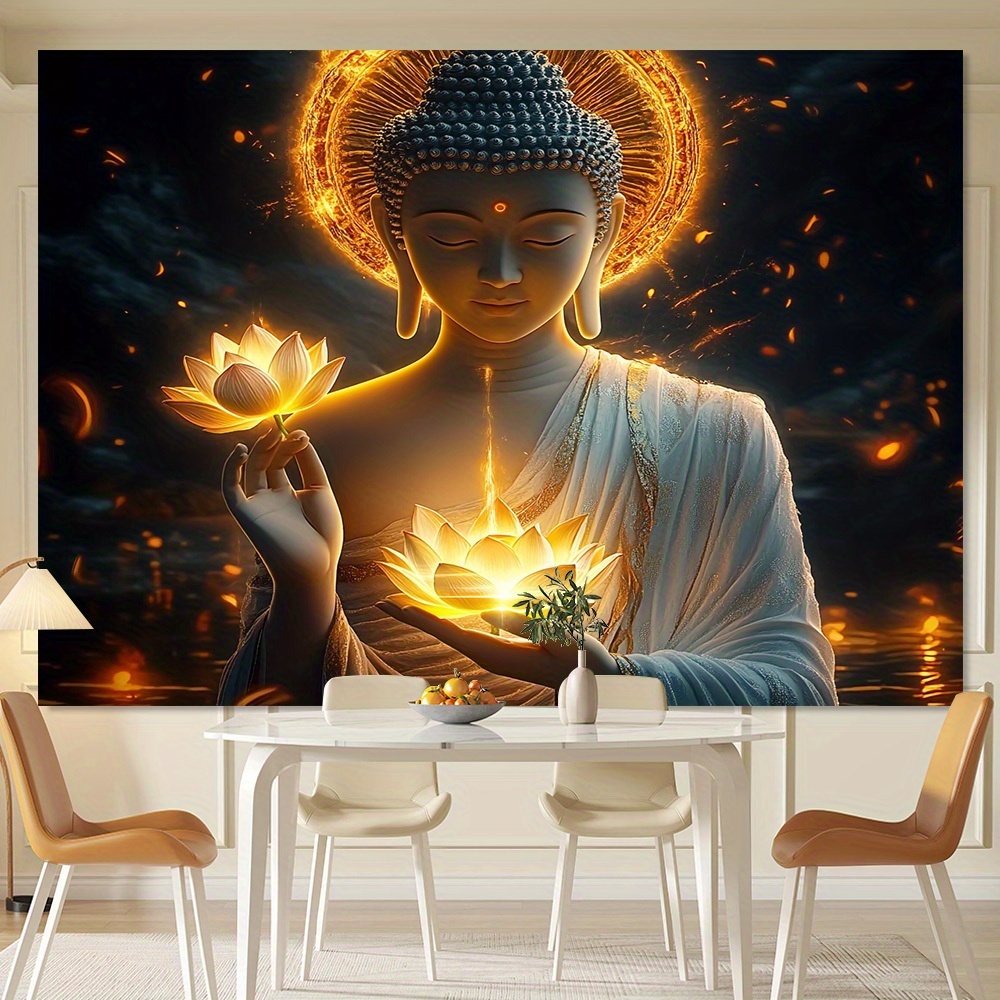 Interior Design Zen - Buddha mit Lotusblume Wandkunst Spirituelle Meditations-Dekoration