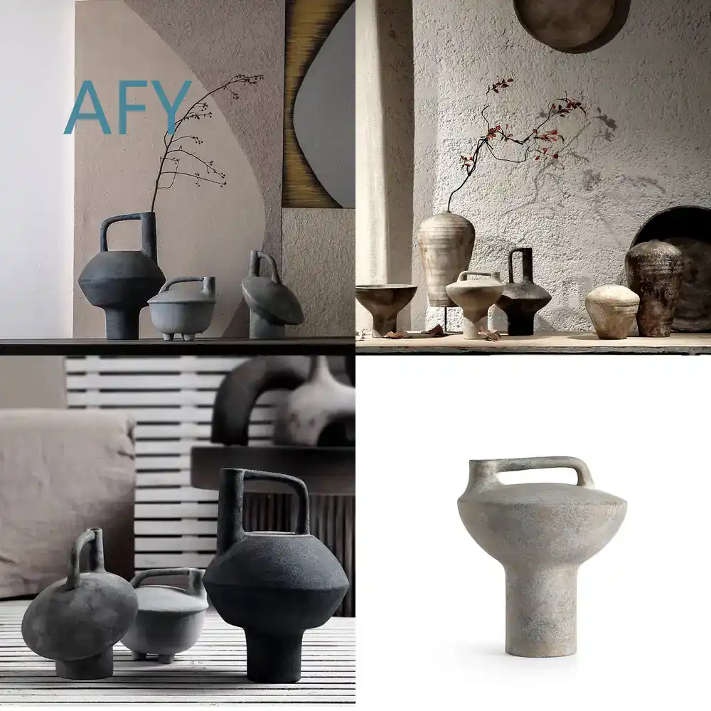 Interior Design Zen - Wabi Sabi Vintage Keramikvase für Wohnzimmer-Dekoration,