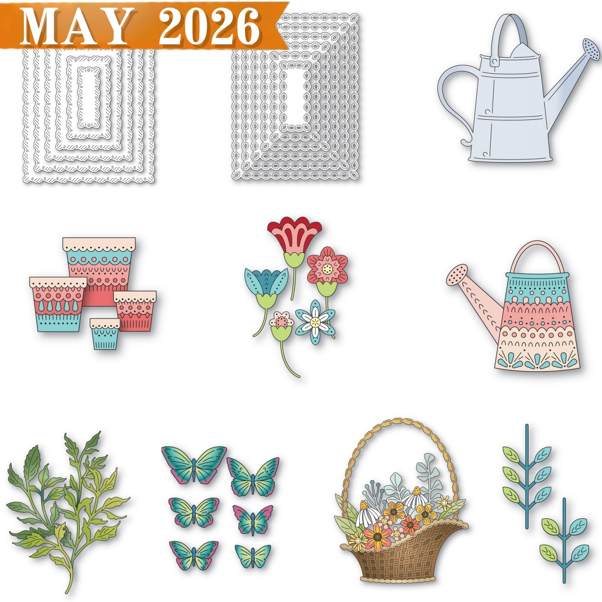 Interior Design Paper - 2026 Nordic Garden Metall-Stanzformen für DIY-Kartenherstellung,