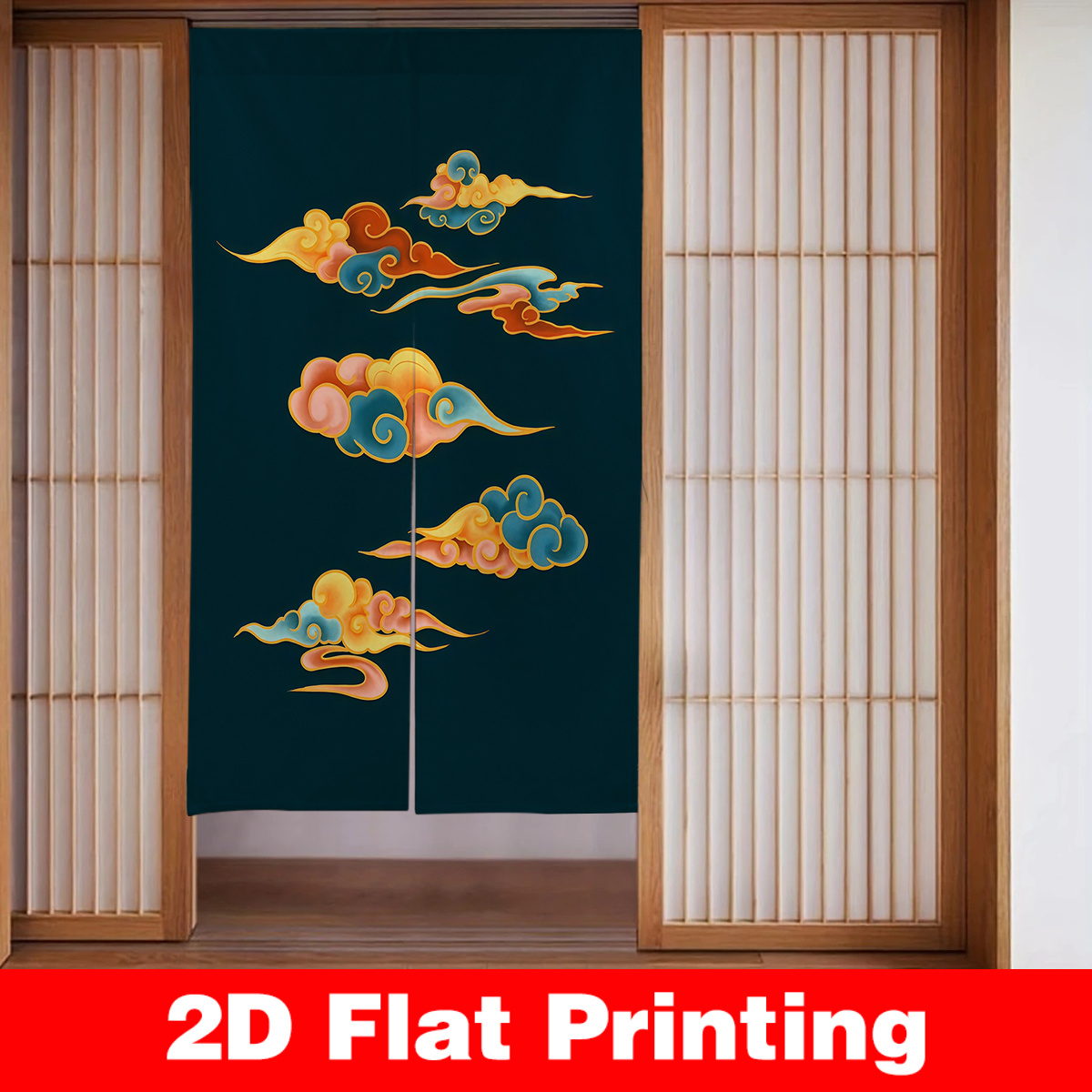 Interior Design Zen - Japanischer Türvorhang, Raumteiler, Raumdekoration, orientalisches Wolkenmuster,