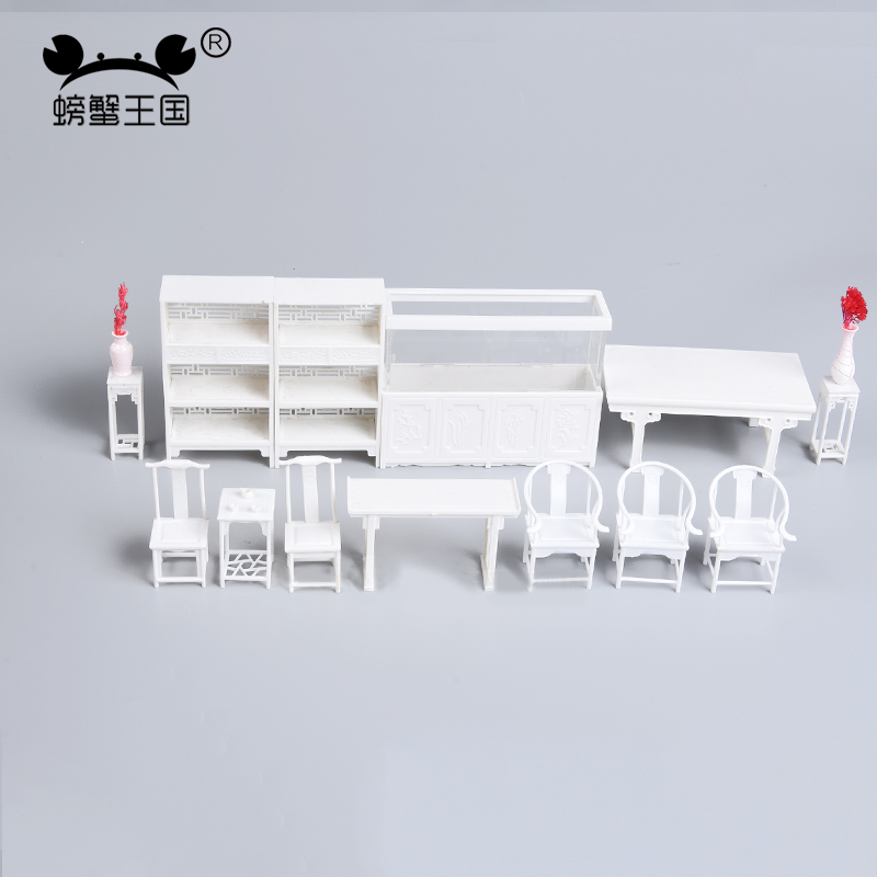 Interior Design And Build - 25-teiliges Puppenhaus-Möbelset aus Kunststoff, Tisch, Stuhl,