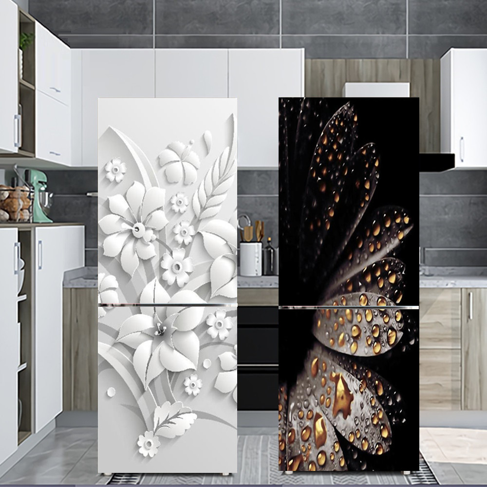 Interior Design Kitchen - Weiße Blume Kühlschrank Dekorative Aufkleber Selbst