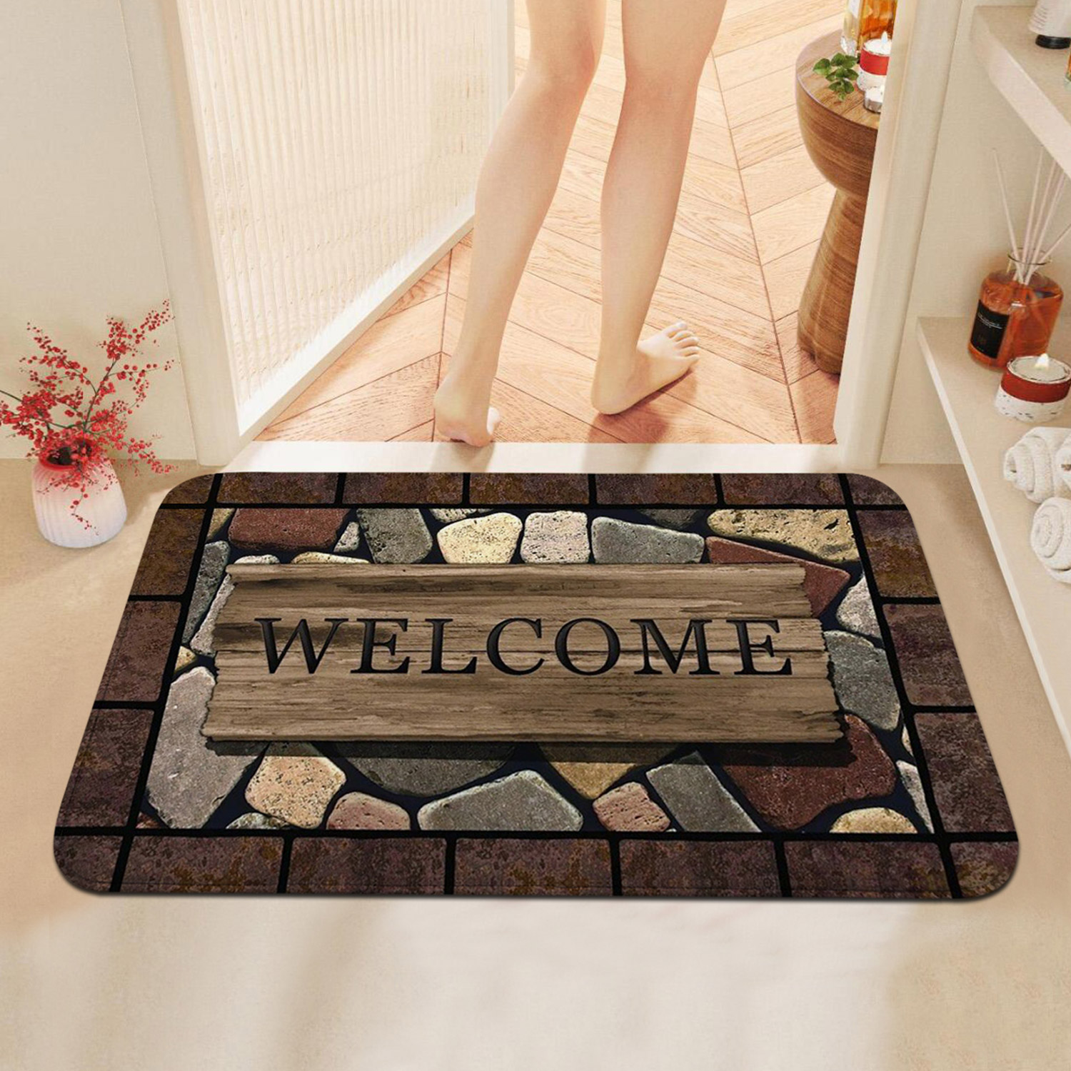 1pc Floral & Letter Grafik Fuß – Interior Design Kitchen Bewertung und Preis